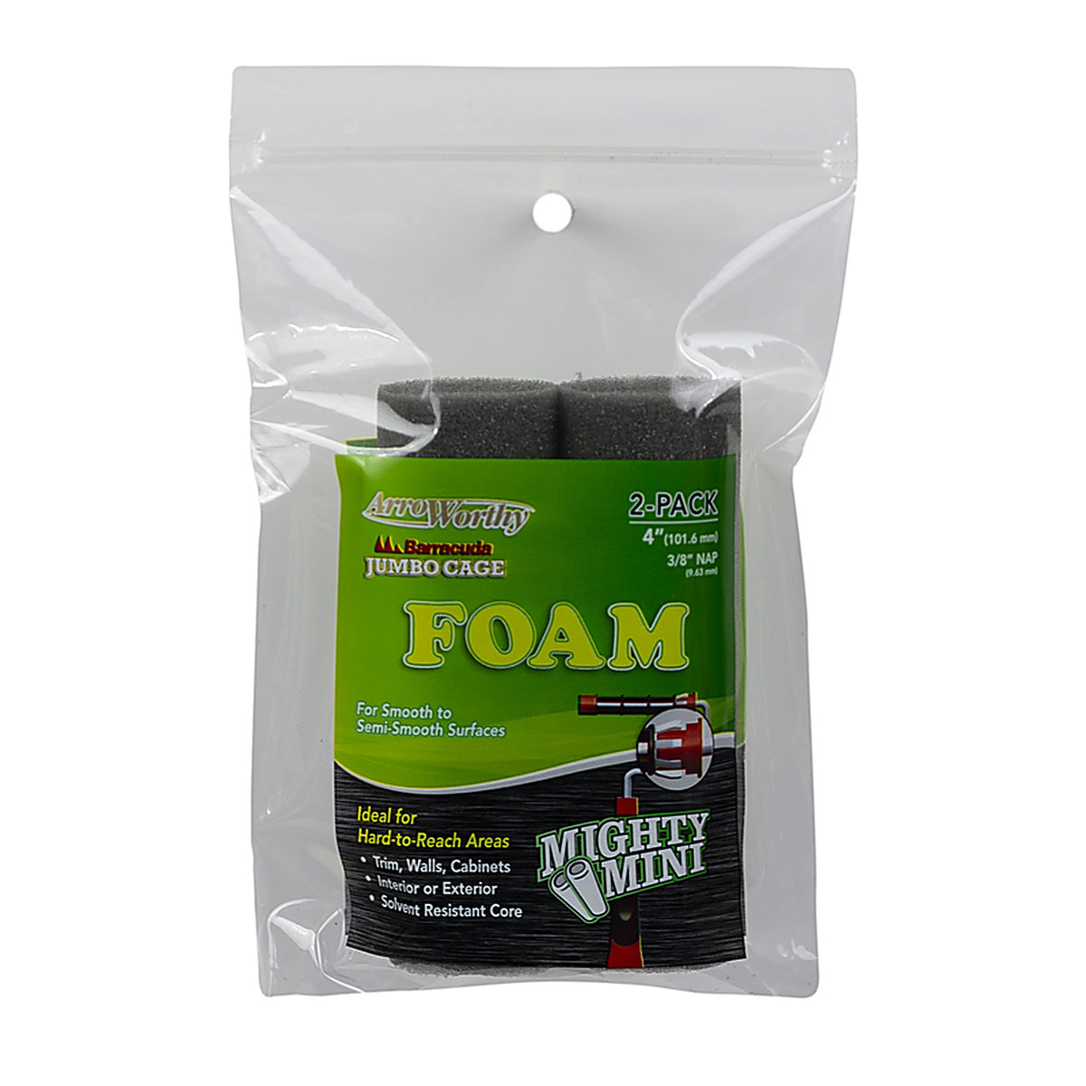 Arroworthy 4-FM3JCT/P Pro-Line Jumbo Mini Foam 4 in. W x 3/8 in. Jumbo Paint Roller Cover 2/Pack