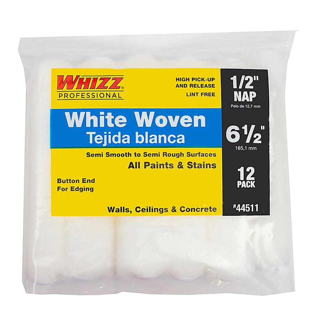 Whizz 44511 Woven 6.5 in. W x 1/2 in. Mini Paint Roller Cover 12/Pack