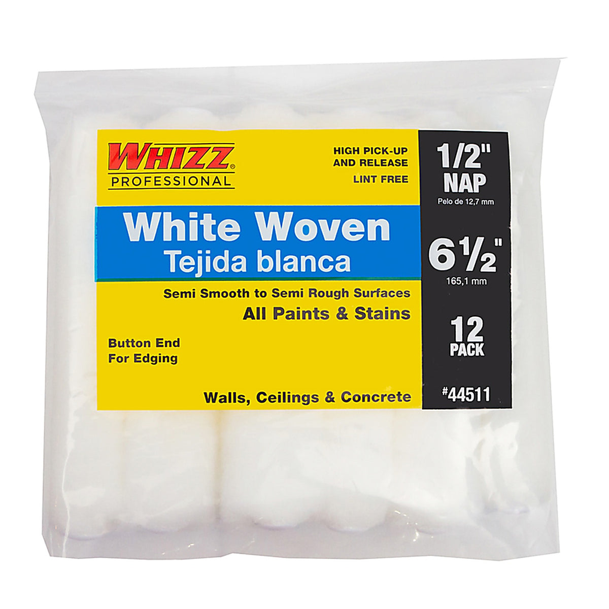 Whizz 44511 Woven 6.5 in. W x 1/2 in. Mini Paint Roller Cover 12/Pack