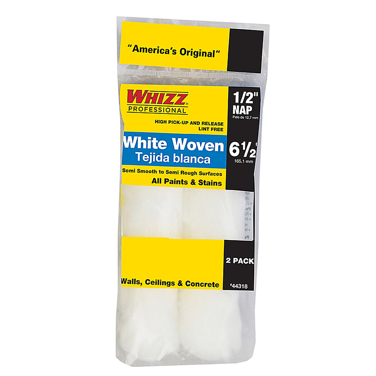 Whizz 44318 Woven 6.5 in. W x 1/2 in. Mini Paint Roller Cover 2/Pack