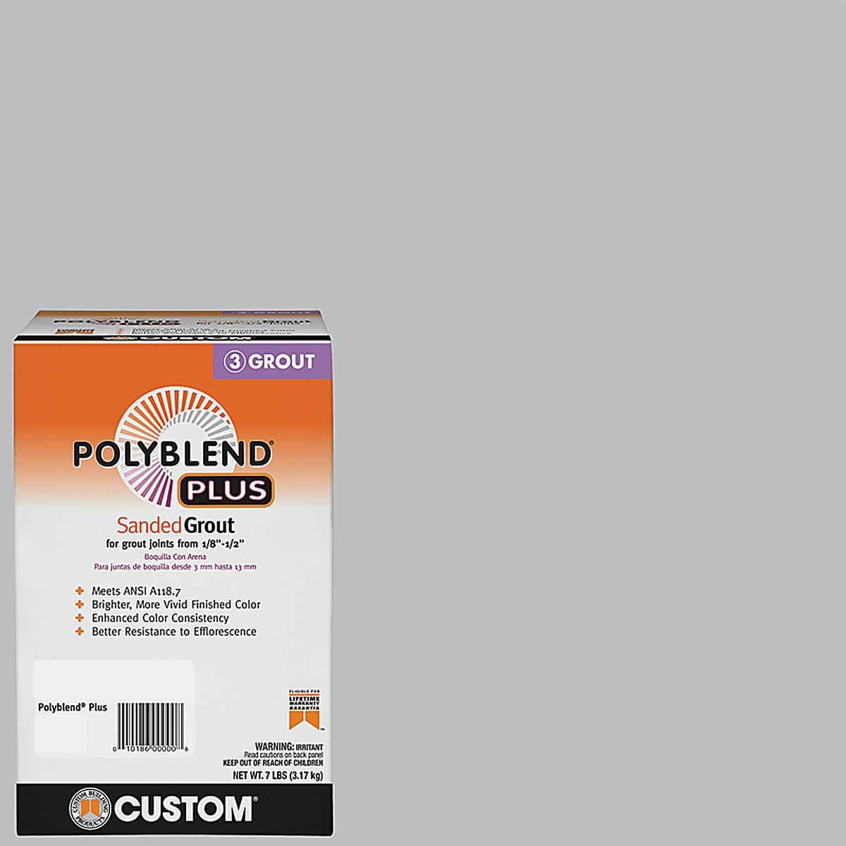 Custom Building Products PBPG1157-4 Polyblend Plus Indoor and Outdoor Platinum Sanded Grout 7 lb