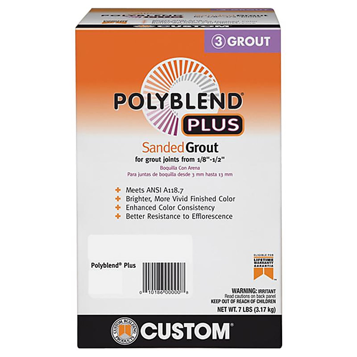 Custom Building Products PBPG3807-4 Polyblend Plus Indoor and Outdoor Haystack Sanded Grout 7 lb
