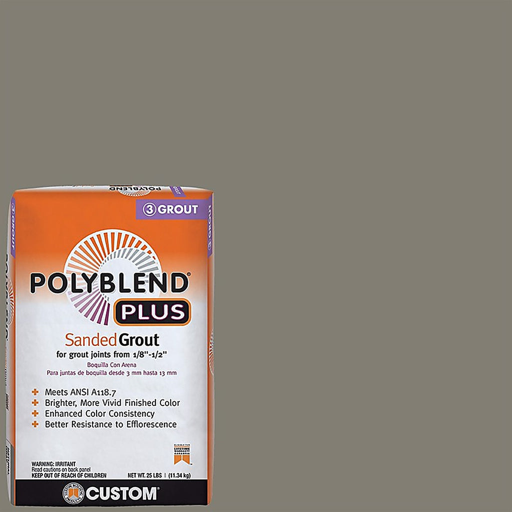 Custom Building Products PBPG0925 Polyblend Plus Indoor and Outdoor Natural Gray Sanded Grout 25 lb