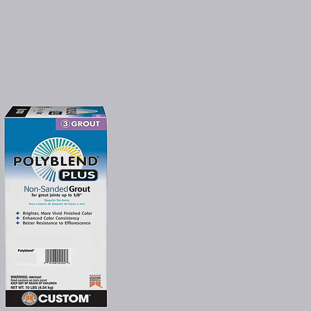 Custom Building Products PBPG11510 Polyblend Plus Indoor and Outdoor Platinum Non-Sanded Grout 10 lb