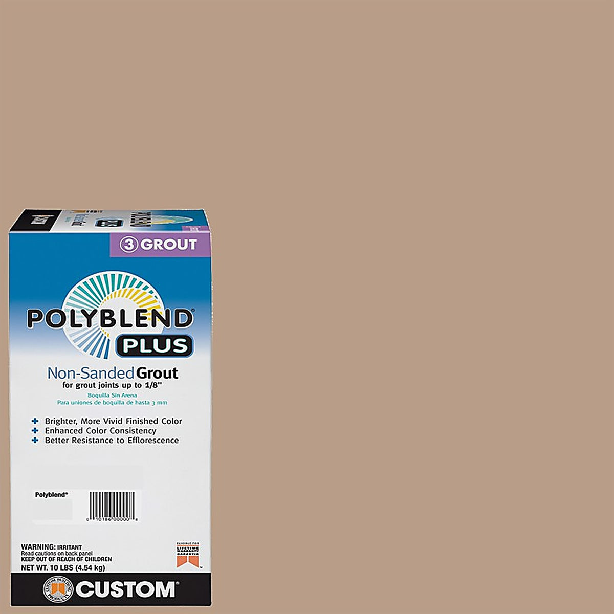 Custom Building Products PBPG38010 Polyblend Plus Indoor and Outdoor Haystack Non-Sanded Grout 10 lb