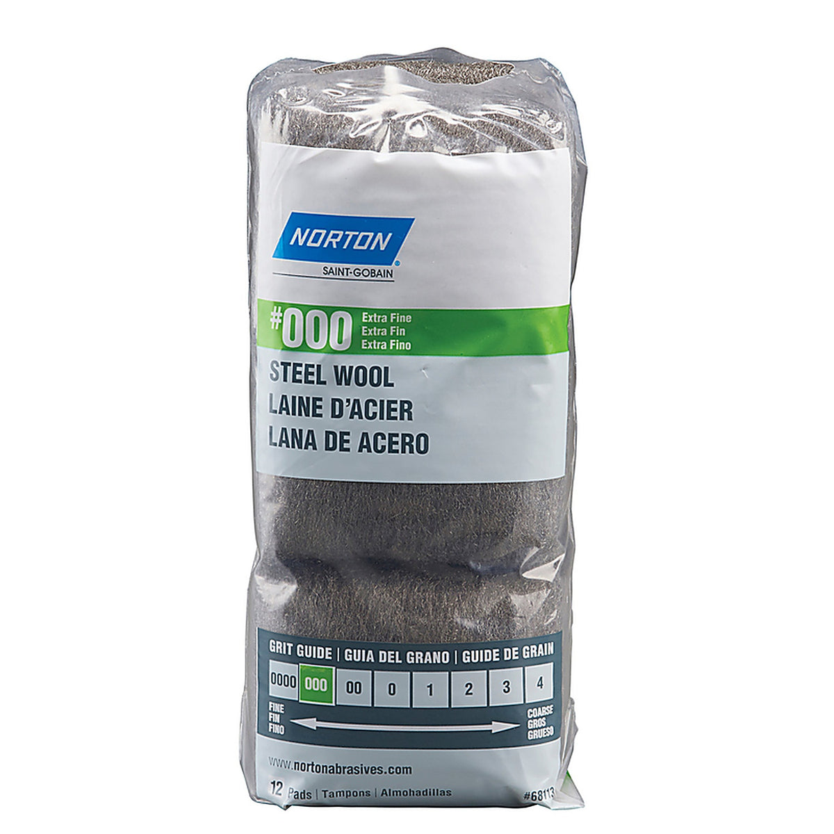 Norton 7660768113 000 Grade Extra Fine Steel Wool Pad 12/Pack