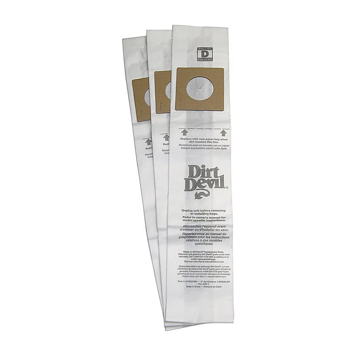Dirt Devil - 3670147001 - Vacuum Bag for Featherlite, Lite, Lite Plus and Sensation 3 Pack Type D
