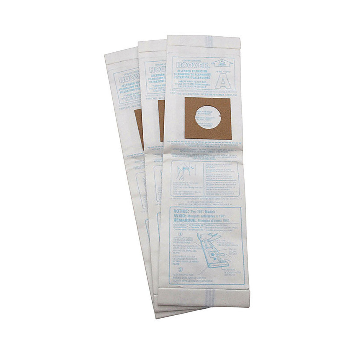 Hoover - 4010100A - Vacuum Bag for Hoover Canister Cleaners Using Type a Bags 3 Pack