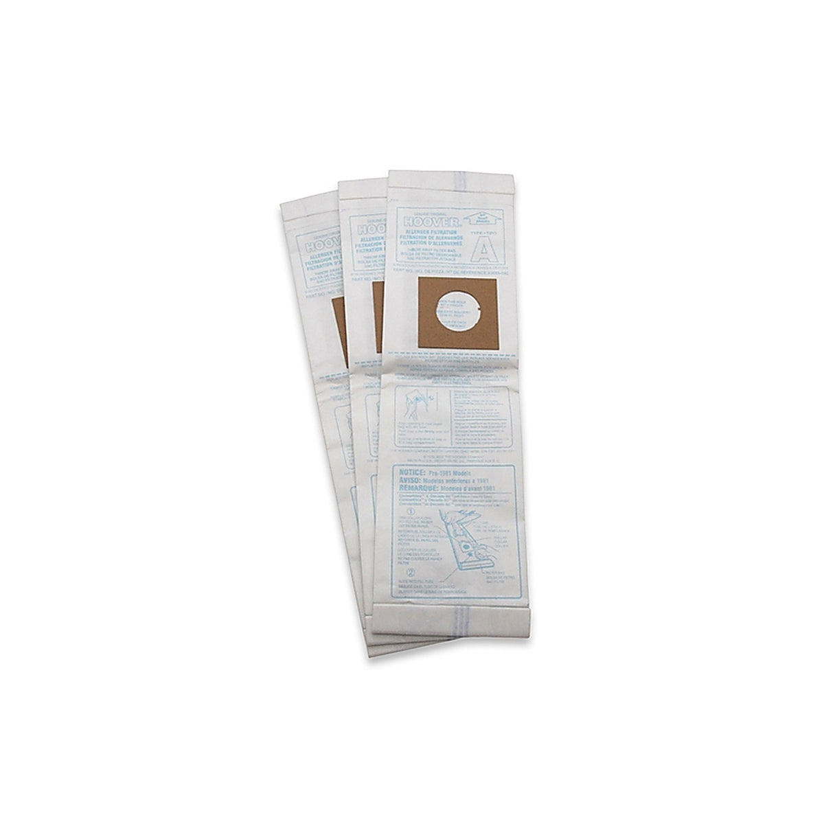 Hoover - 4010100A - Vacuum Bag for Hoover Canister Cleaners Using Type a Bags 3 Pack