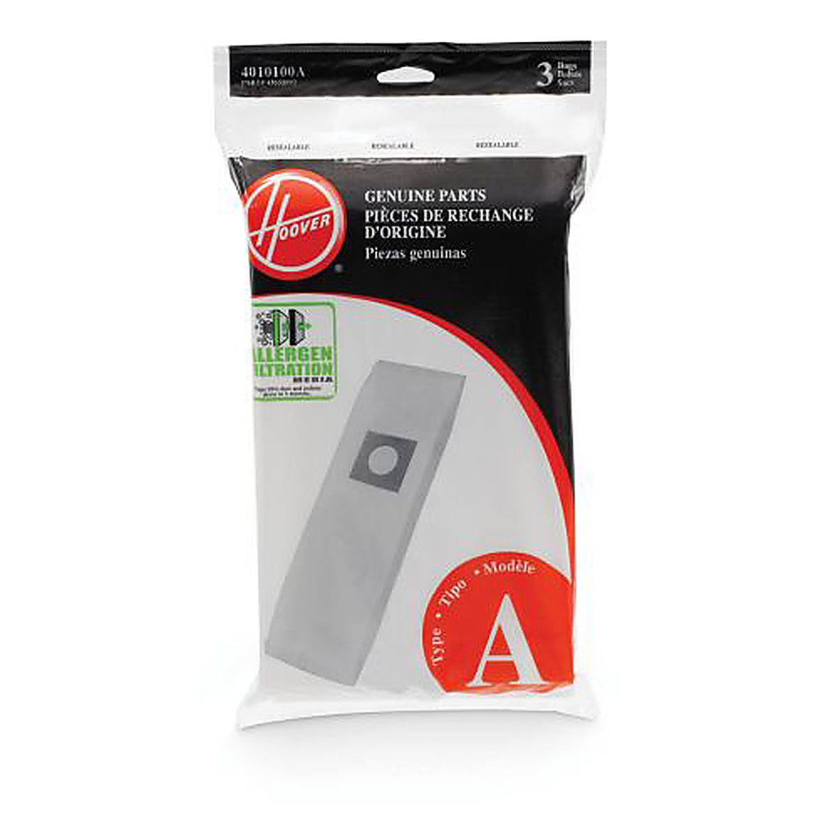 Hoover - 4010100A - Vacuum Bag for Hoover Canister Cleaners Using Type a Bags 3 Pack