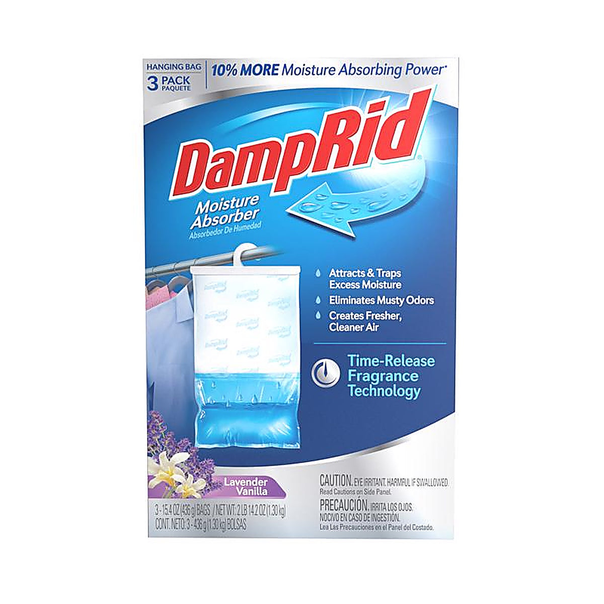 DampRid FG83LVSB Hanging Moisture Absorber Lavender Vanilla Scent 15.4 oz 3 pk