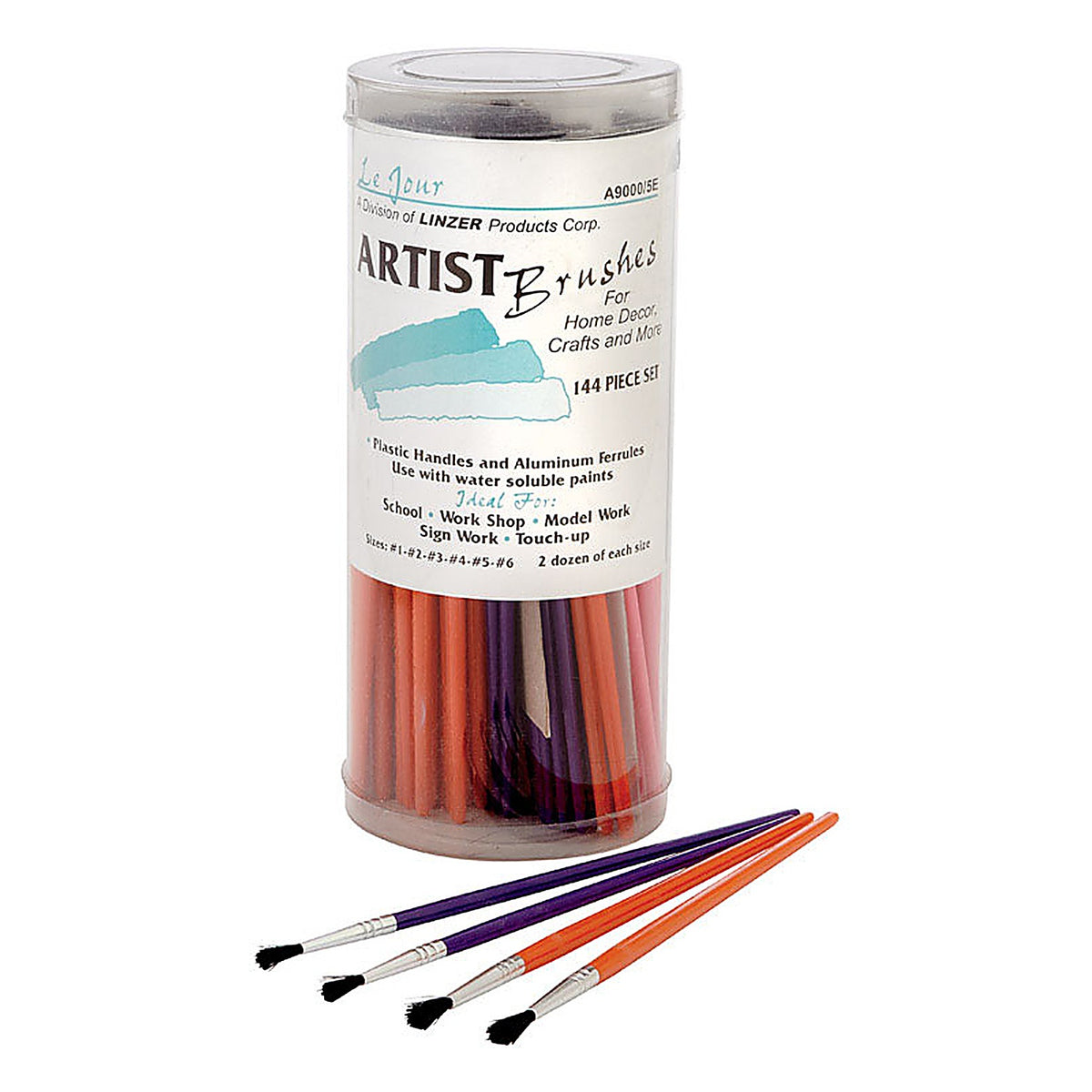 Linzer A9000 No. 1, 2, 3, 4, 5 in. W Assorted Artist Paint Brush Set
