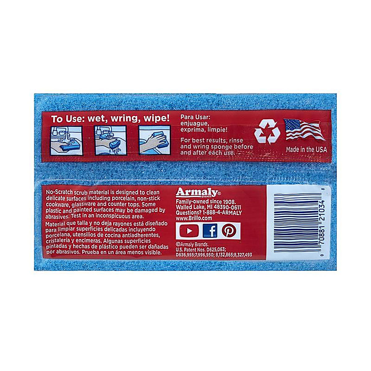 Brillo - 21034 - Estracell Non-Scratch Scrubber Sponge for Kitchen 4.5 In. L 3 Piece