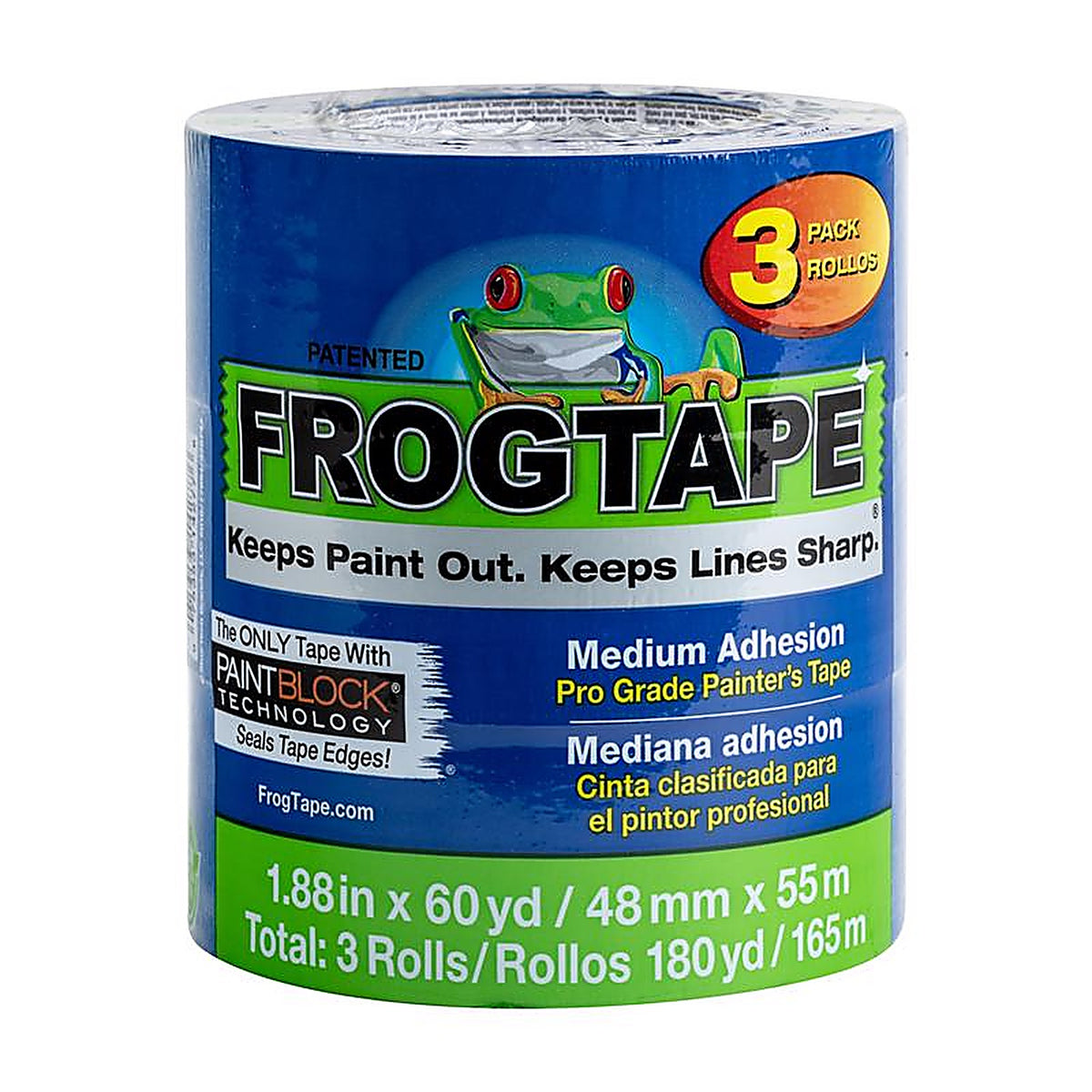Frogtape - 104957 - Pro Grade 1.88 In. W X 60 Yd L Blue Medium Strength Painters Tape 3 Pack