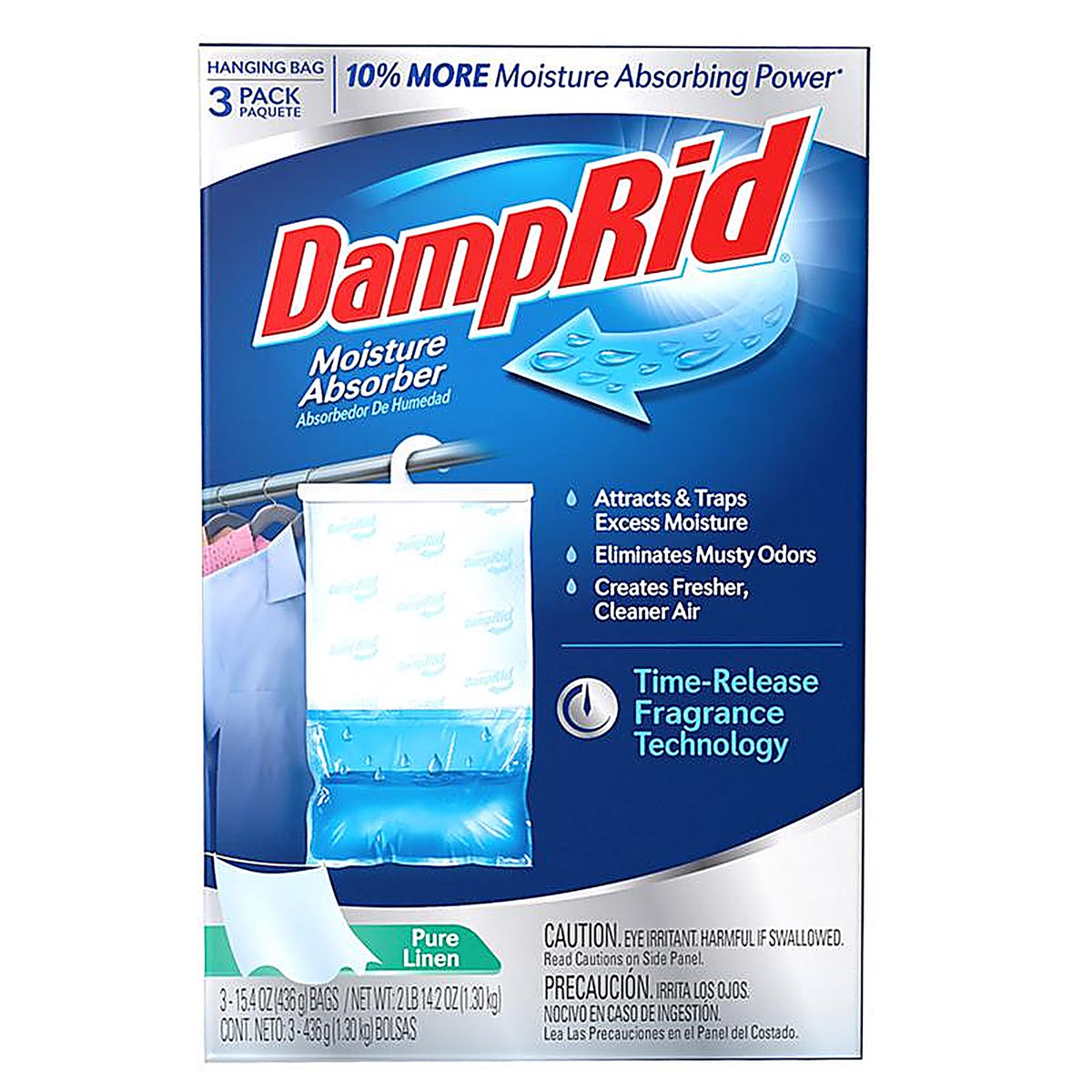 DampRid FG83PLSB Hanging Moisture Absorber Pure Linen Scent 15.4 oz 3 pk