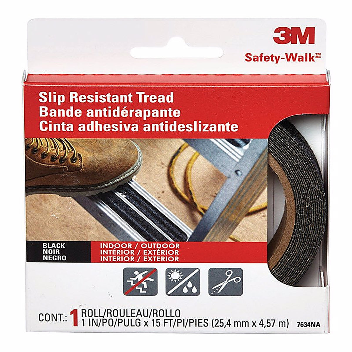 3M - 610B-R1X180 - Safety-Walk 1 In. W X 15 Ft. L Black Vinyl Anti-Slip Treads