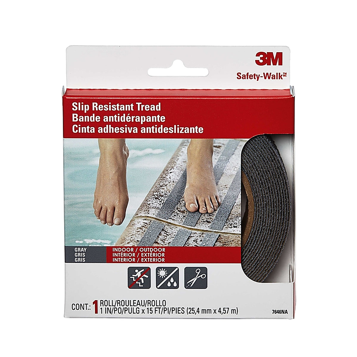 3M - 370G-R1X180 - Safety-Walk Gray Anti-Slip Tape 1 In. W X 15 Ft. L