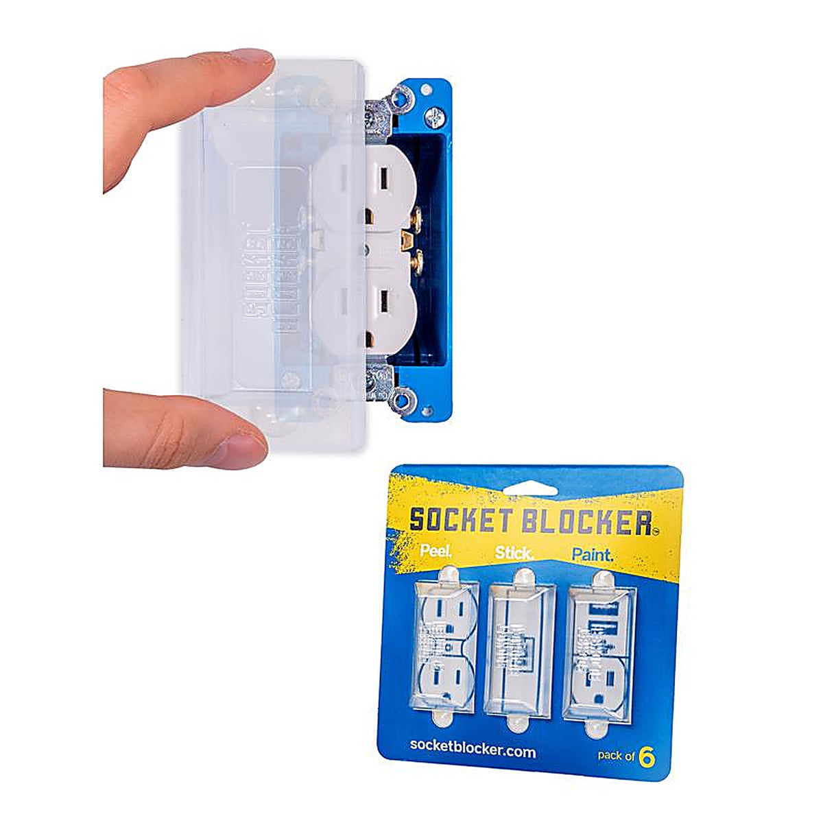 Socket Blocker - 1001619 - 1.875 In. W X 4 In. L Clear High Strength Mask and Peel 6 Pack