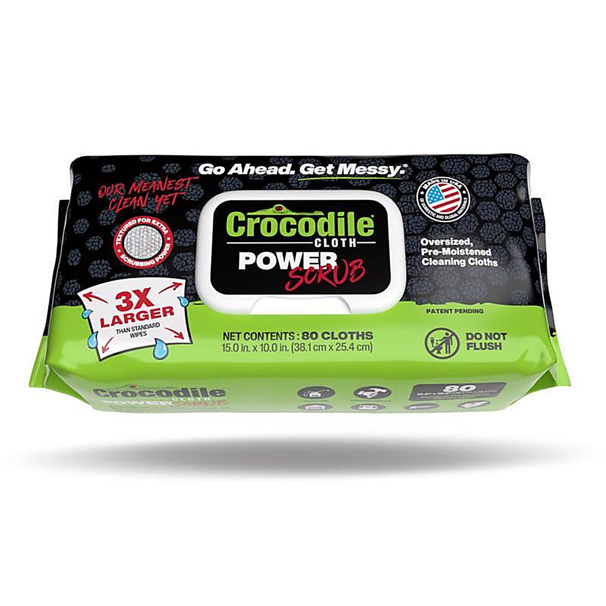 Crocodile Cloth - 6500-080 - Power Scrub Fiber Blend Cleaning Cloth 15 In. W X 10 In. L 80 Pack