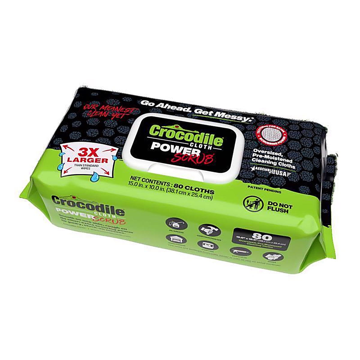 Crocodile Cloth - 6500-080 - Power Scrub Fiber Blend Cleaning Cloth 15 In. W X 10 In. L 80 Pack