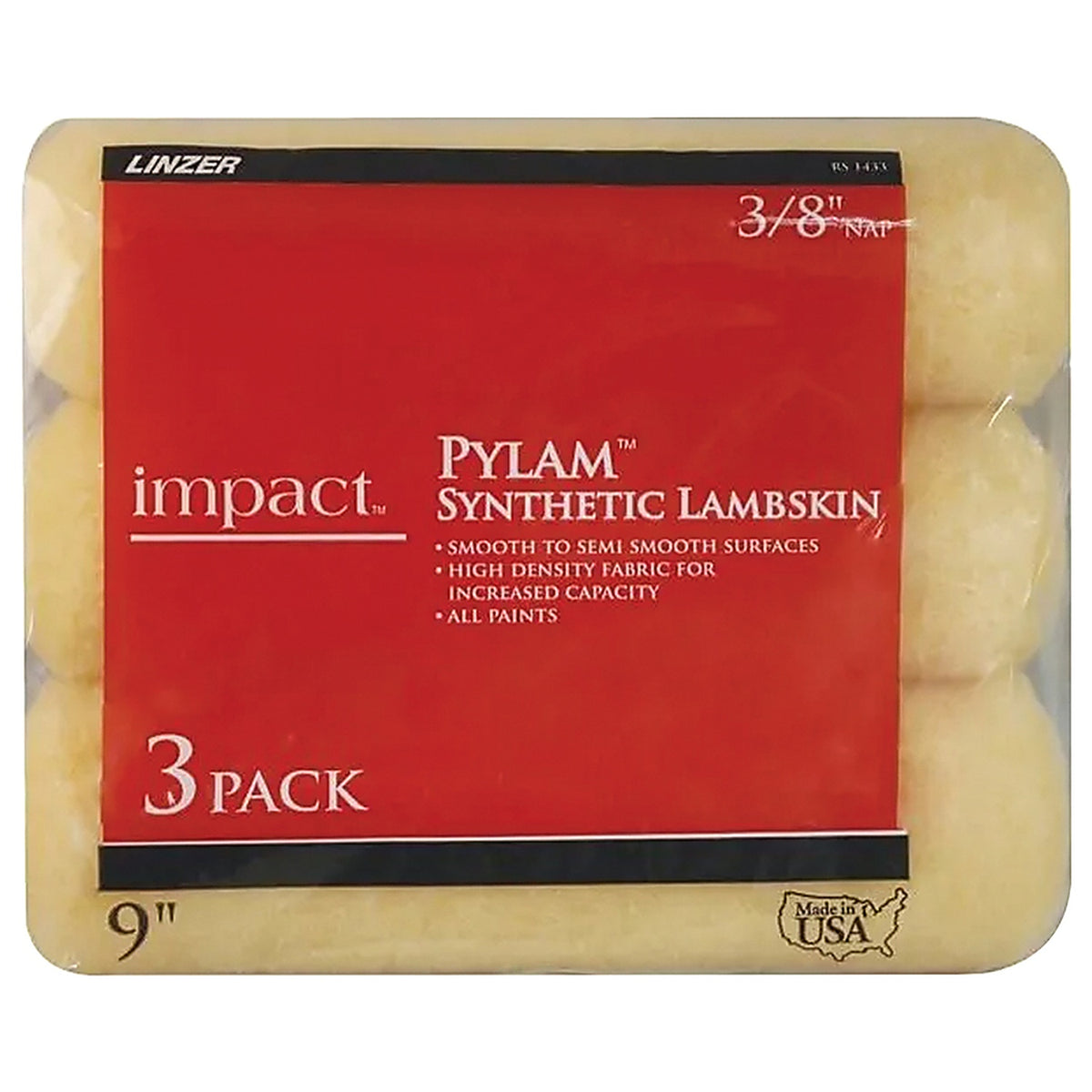Linzer RS14330900 Better Knit 9 in. W x 3/8 in. Pylam Paint Roller Cover 3/Pack