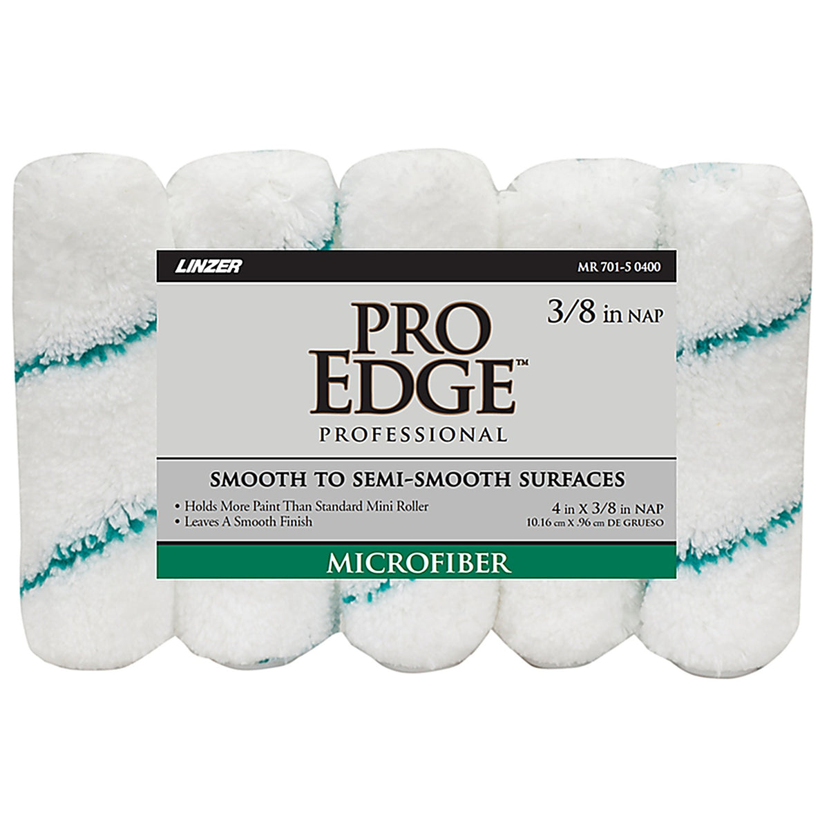 Linzer - MR 701-5 0400 - Better Fabric 4 in. W X 3/8 in. S Mini Paint Roller Cover 5 pk