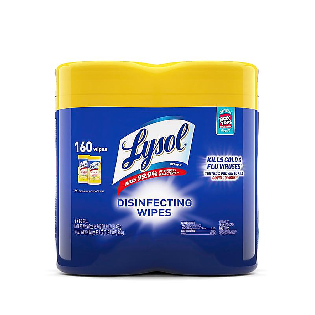 Lysol 1920080296 Lemon & Lime Blossom Scent Disinfecting Wipes 160 ct 2 pk