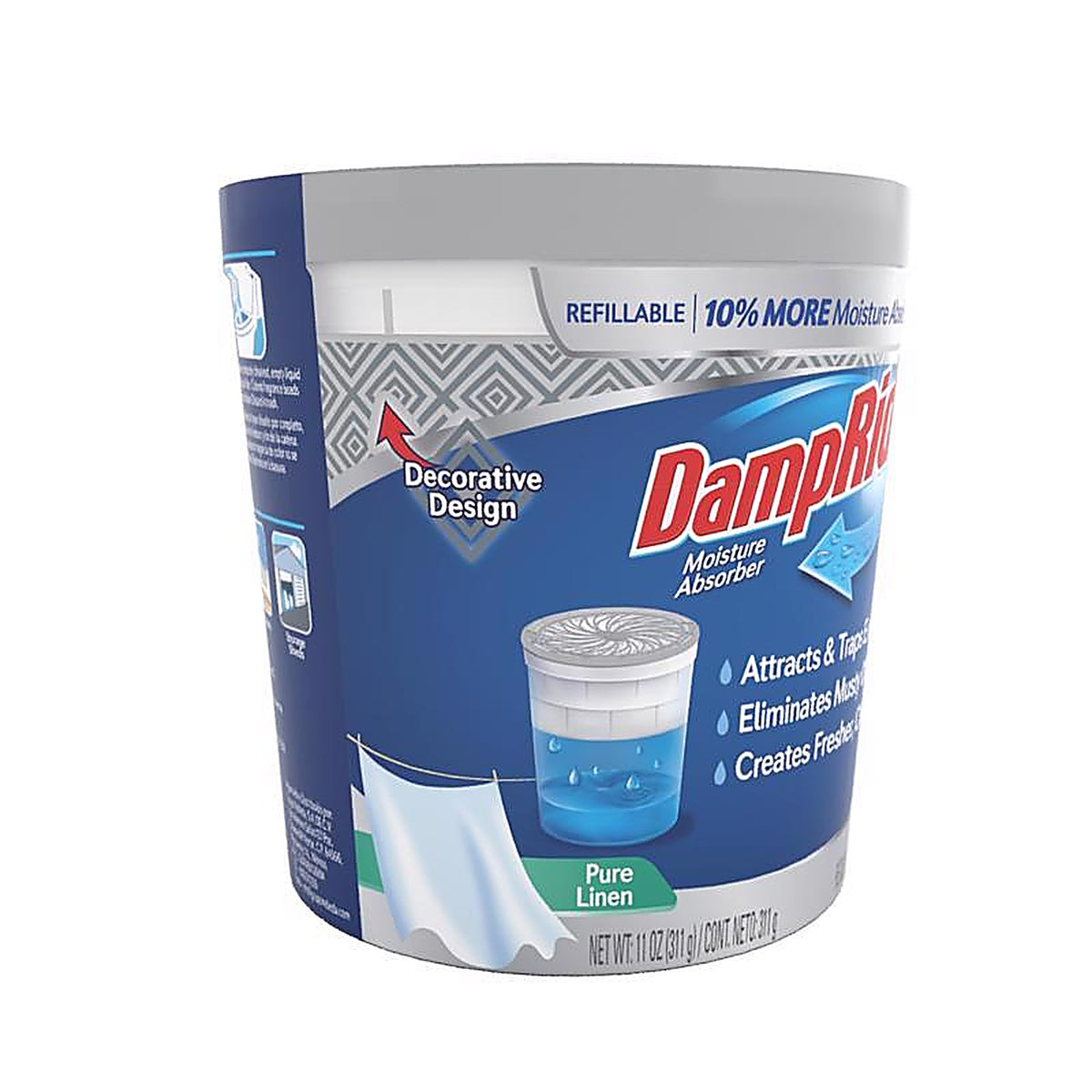 DampRid FG01PLSB Refillable Moisture Absorber Pure Linen Scent 11 oz
