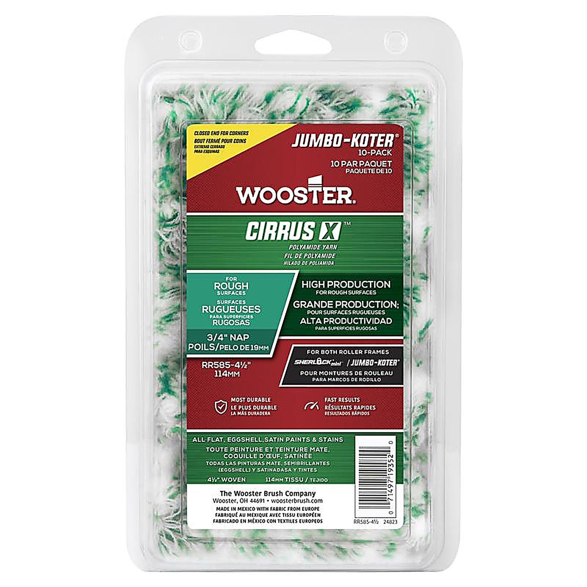Wooster - RR585-4 1/2 - 5.75 in. W X 3/4 in. S Jumbo Paint Roller Cover 10 pk
