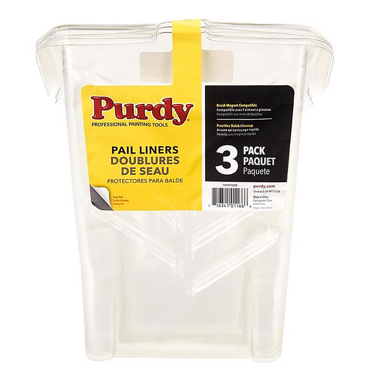 Purdy 14T931000 Pail Liners 4.5 in. W Clear Plastic Painter Pail Liner