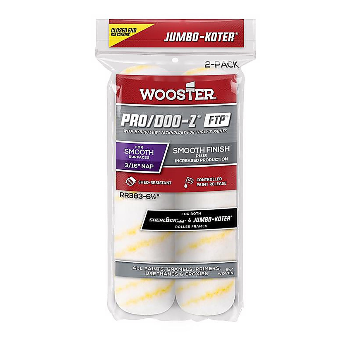 Wooster - RR383-6 1/2 - Jumbo-Koter Woven 6-1/2 in. W X 3/16 in. S Paint Roller Cover 2 pk