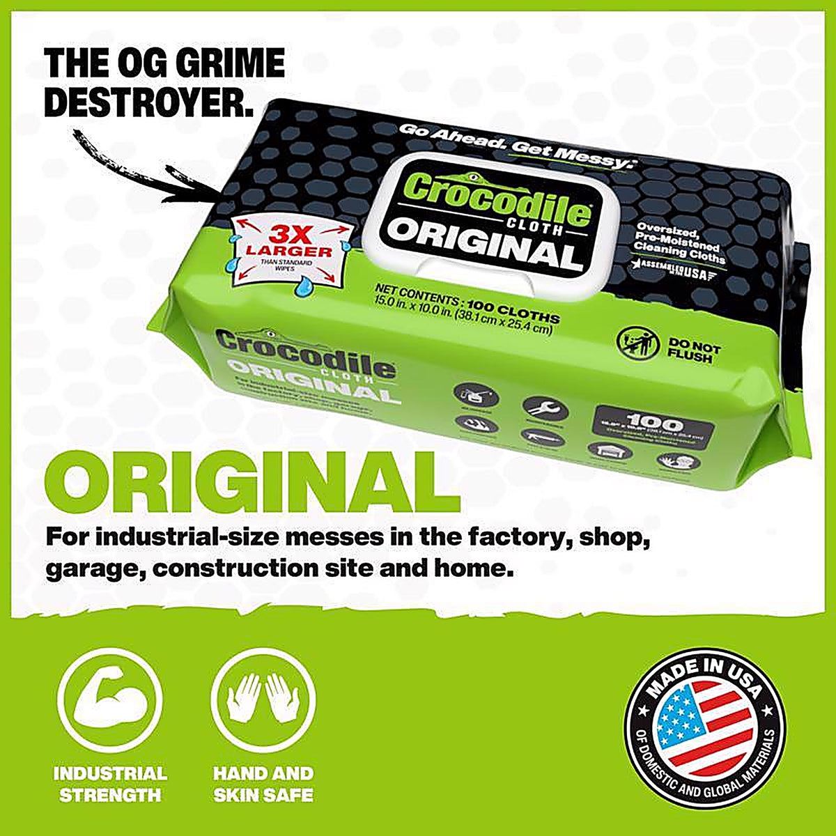 Crocodile Cloth - 5900 - Original Fiber Blend Cleaning Wipes 15 In. W X 10 In. L 100 Pack