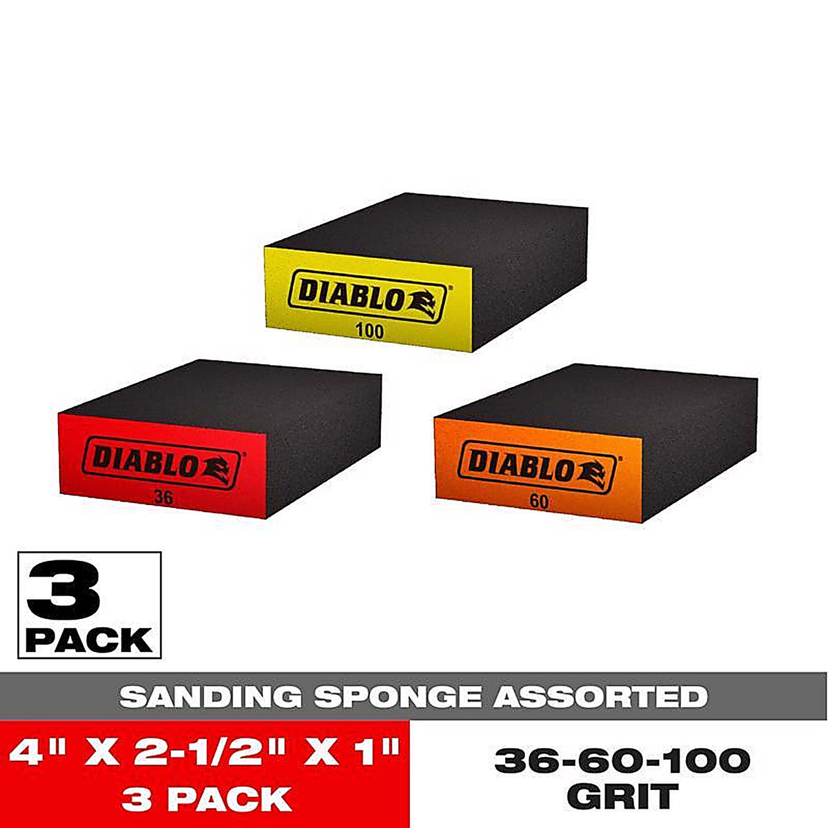 Diablo DFBBLOCAST03G 4 in. L X 2-1/2 in. W X 1 in. T Assorted Grit Assorted Block Sanding Sponge