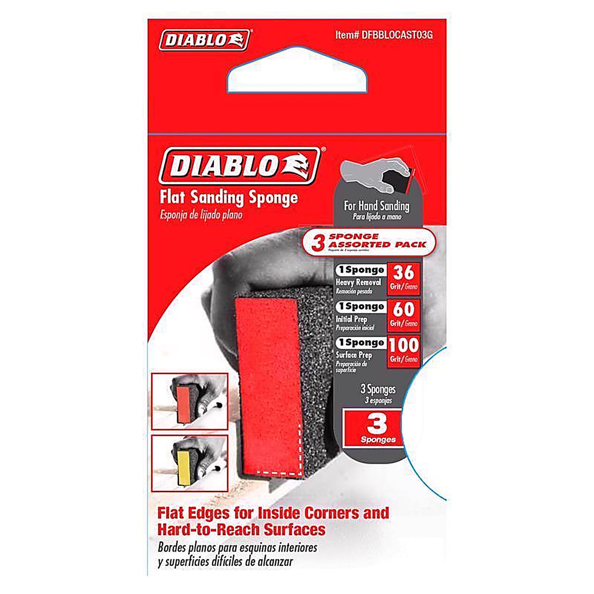 Diablo DFBBLOCAST03G 4 in. L X 2-1/2 in. W X 1 in. T Assorted Grit Assorted Block Sanding Sponge