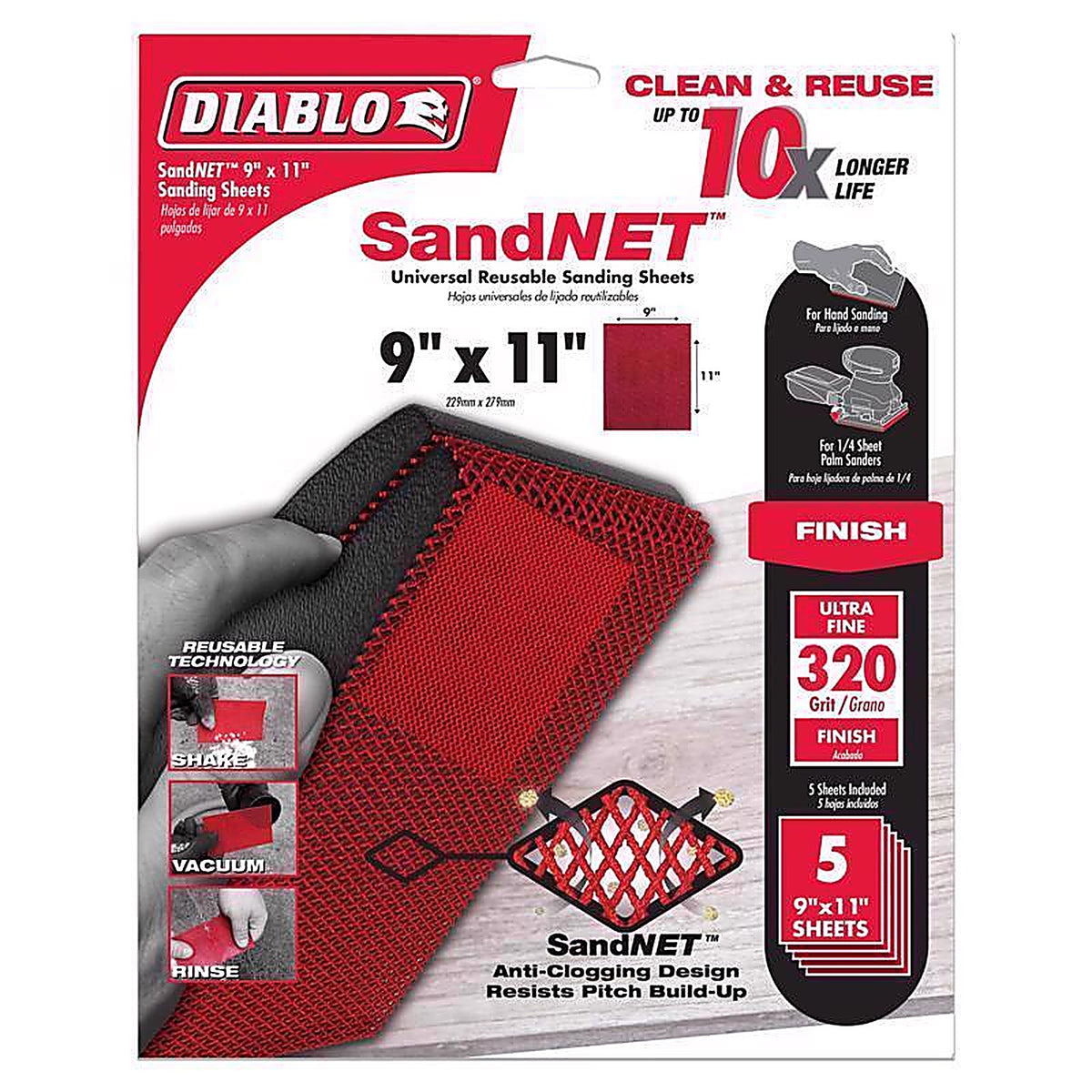 Diablo DND911320H05G 9 in. L X 11 in. W 320 Grit Ceramic Blend All Purpose Sandpaper 5 pk