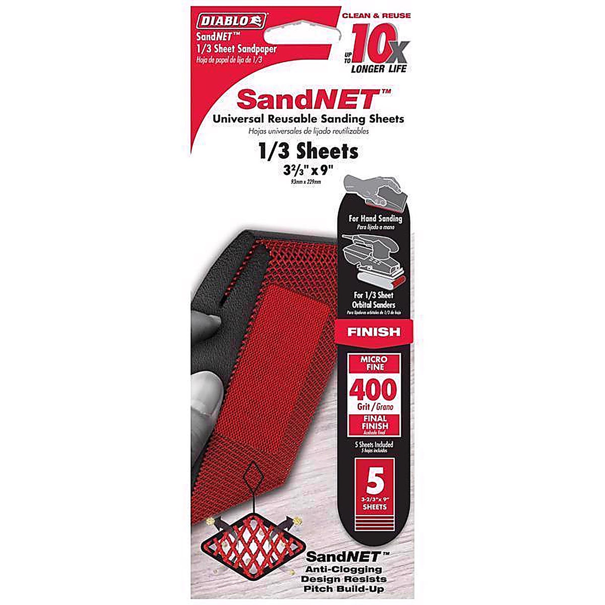 Diablo DNS323400S05G SandNet 9 in. L X 3-2/3 in. W 400 Grit Ceramic Blend Sanding Sheet 5 pk