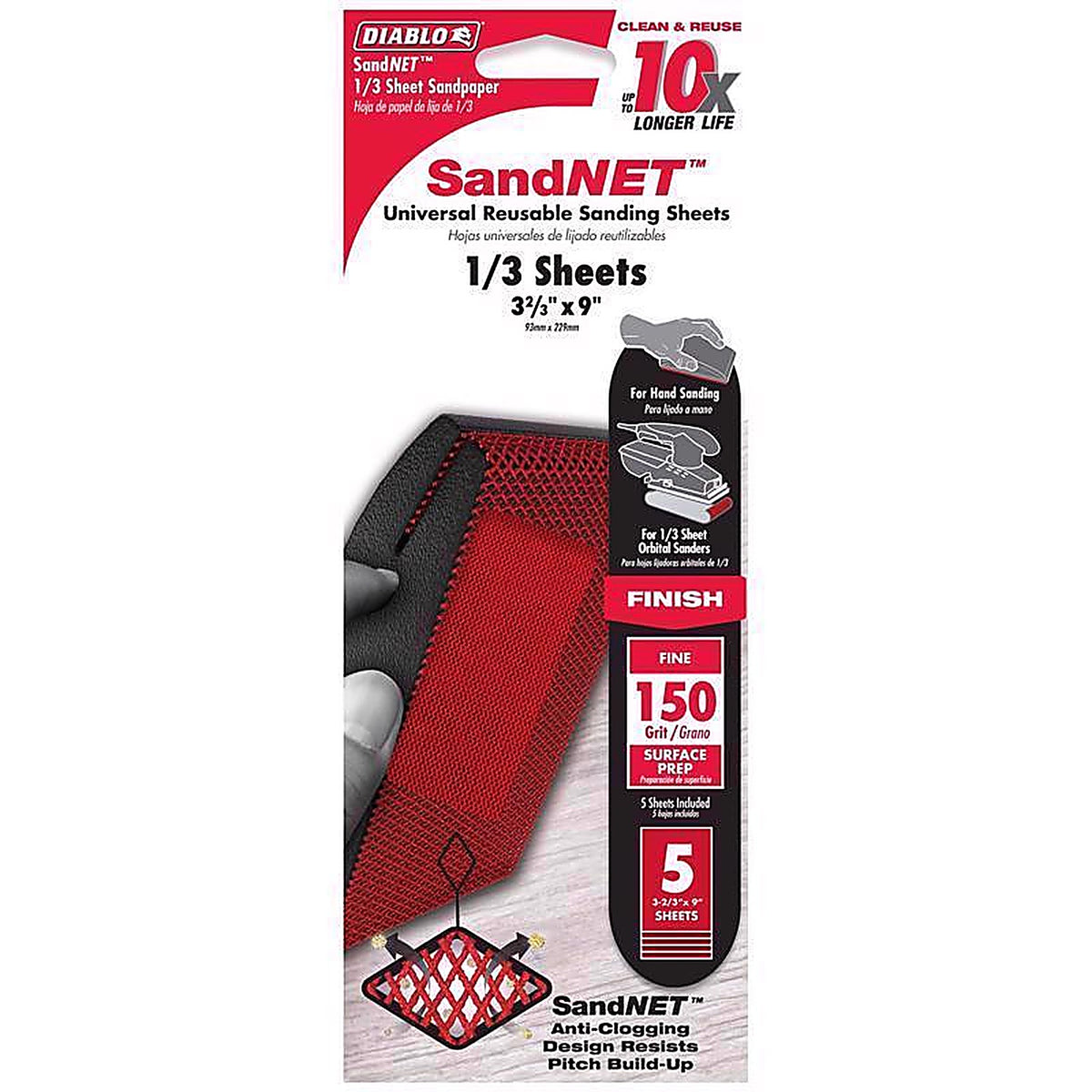 Diablo DNS323150S05G SandNET 9 in. L X 3-2/3 W 150 Grit Ceramic Blend Sanding Sheet 5 pk