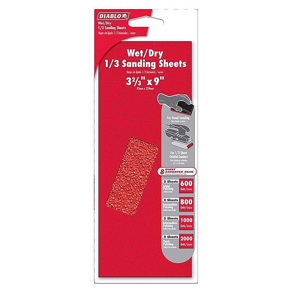 Diablo DCS323ASTS10G 9 in. L X 3-2/3 in. W Assorted Grit Aluminum Oxide Sanding Sheet 10 pk