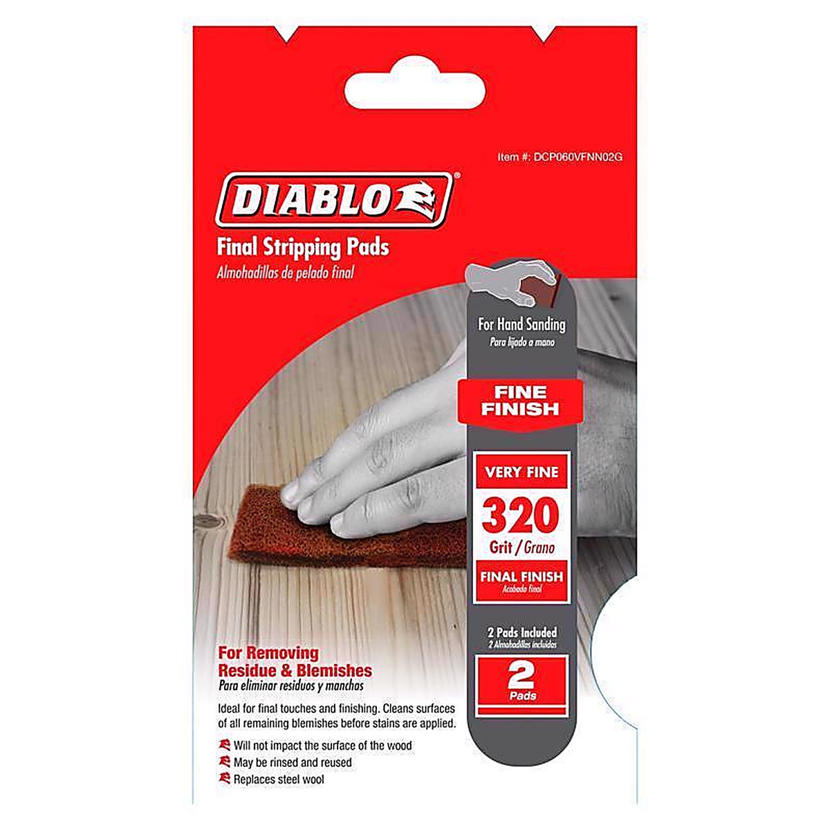 Diablo DCP060VFNN02G 6 in. L X 4 in. W 320 Grit Silicon Carbide Final Stripping Pads 2 pk