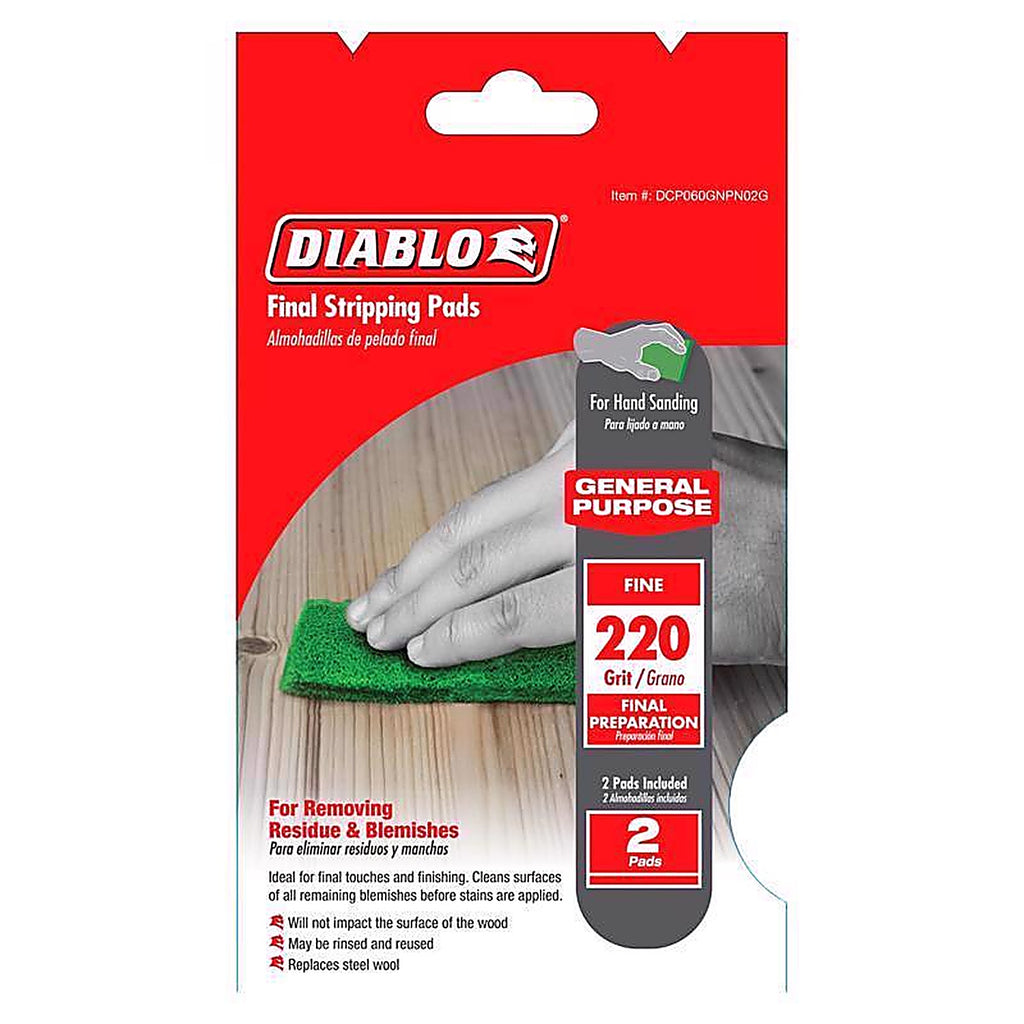 Diablo DCP060GNPN02G 6 in. L X 4 W 220 Grit Silicone Carbide Final Stripping Pads 2 pk