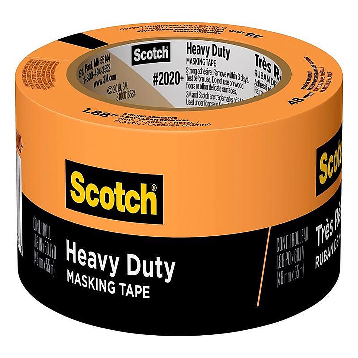 Scotch - 2020 PLUS-48TP - 1.88 In. W X 60 Yd L Orange Strong Strength Masking Tape 1 Pack