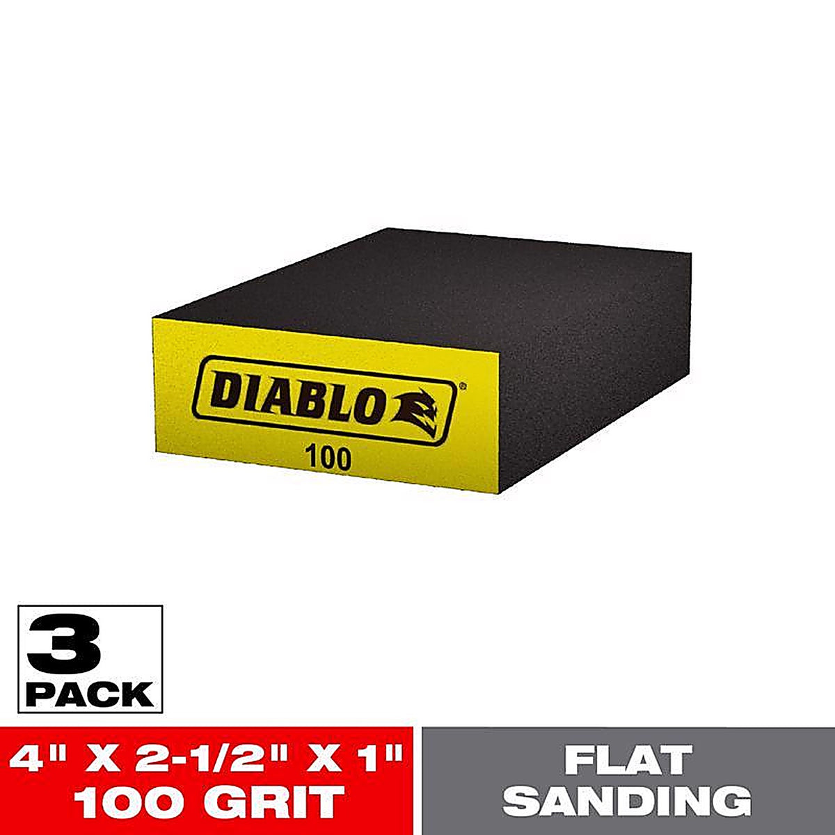 Diablo DFBBLOCFIN03G 4 in. L X 2-1/2 in. W X 1 in. 100 Grit Fine Flat Surface Sanding Sponge