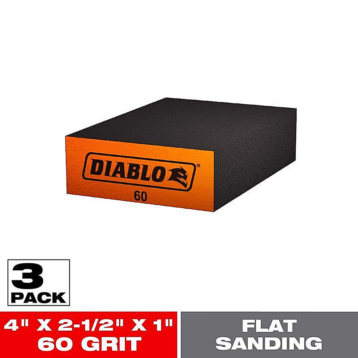 Diablo DFBBLOCMED03G 4 in. L X 2-1/2 in. W X 1 in. T 60 Grit Medium Flat Surface Sanding Sponge