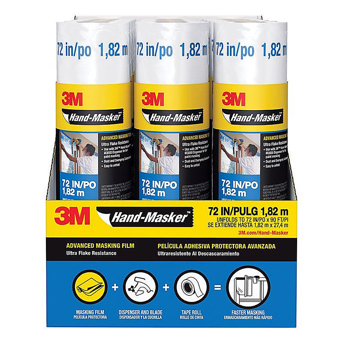 3M AMF72 Hand-Masker 72 in. W x 90 ft. L Clear Plastic Advanced Masking Film