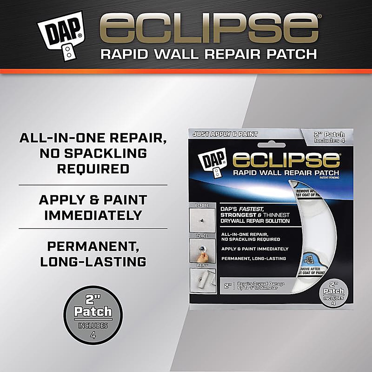 DAP 7079809161 Eclipse Ready to Use Neutral Wall Patch 4 pk