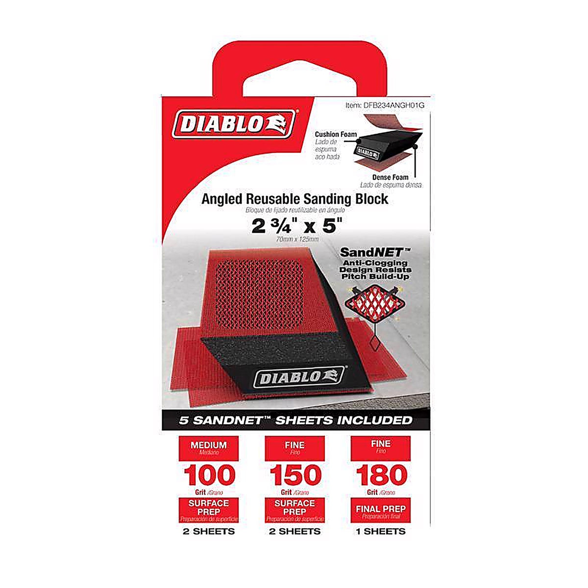 Diablo - DFB234ANGH01G - Sandnet 2.75 In. W X 5 In. L Assorted Assorted Grit Sanding Block