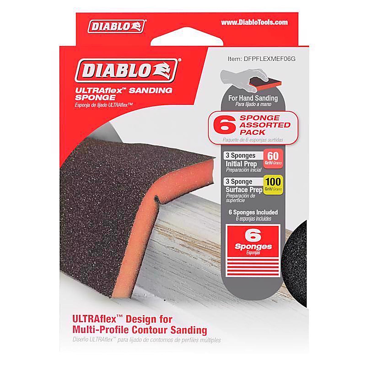 Diablo - DFPFLEXMEF06G - Ultraflex 5 In. L X 4 In. W Fine/Medium Sanding Sponge