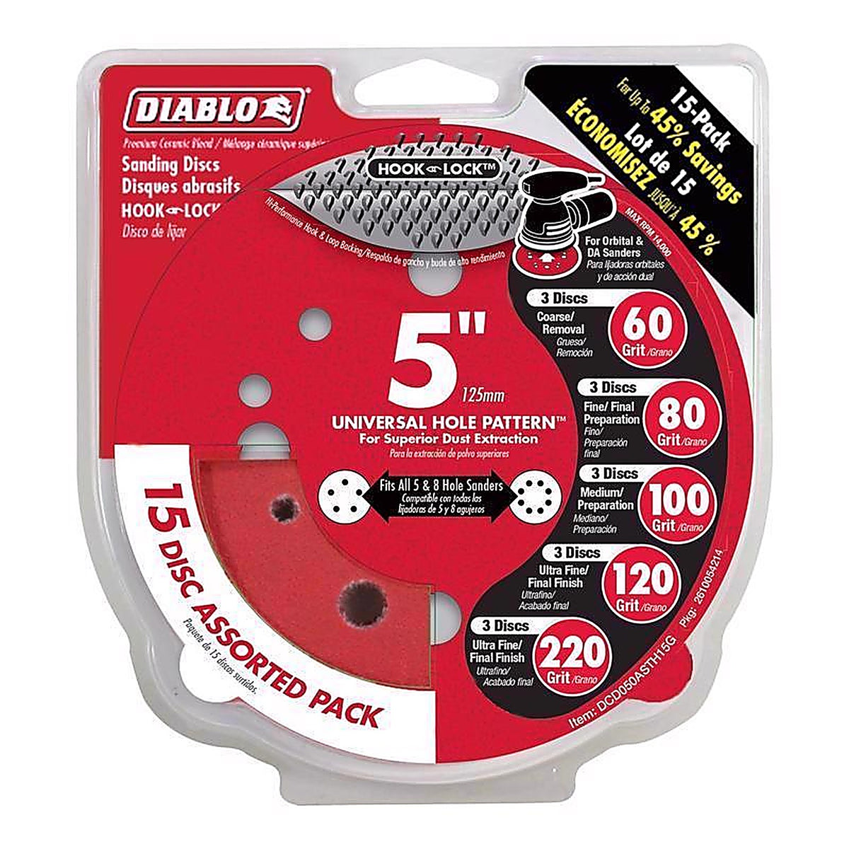 Diablo DCD050ASTH15G 5 in. L X 5 in. W Ceramic Blend Assorted Grit Assorted Drywall ROS Disk