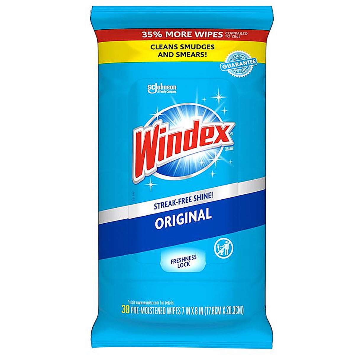 Windex - 00296 - Original Scent Glass Cleaner 38 Pack Wipes