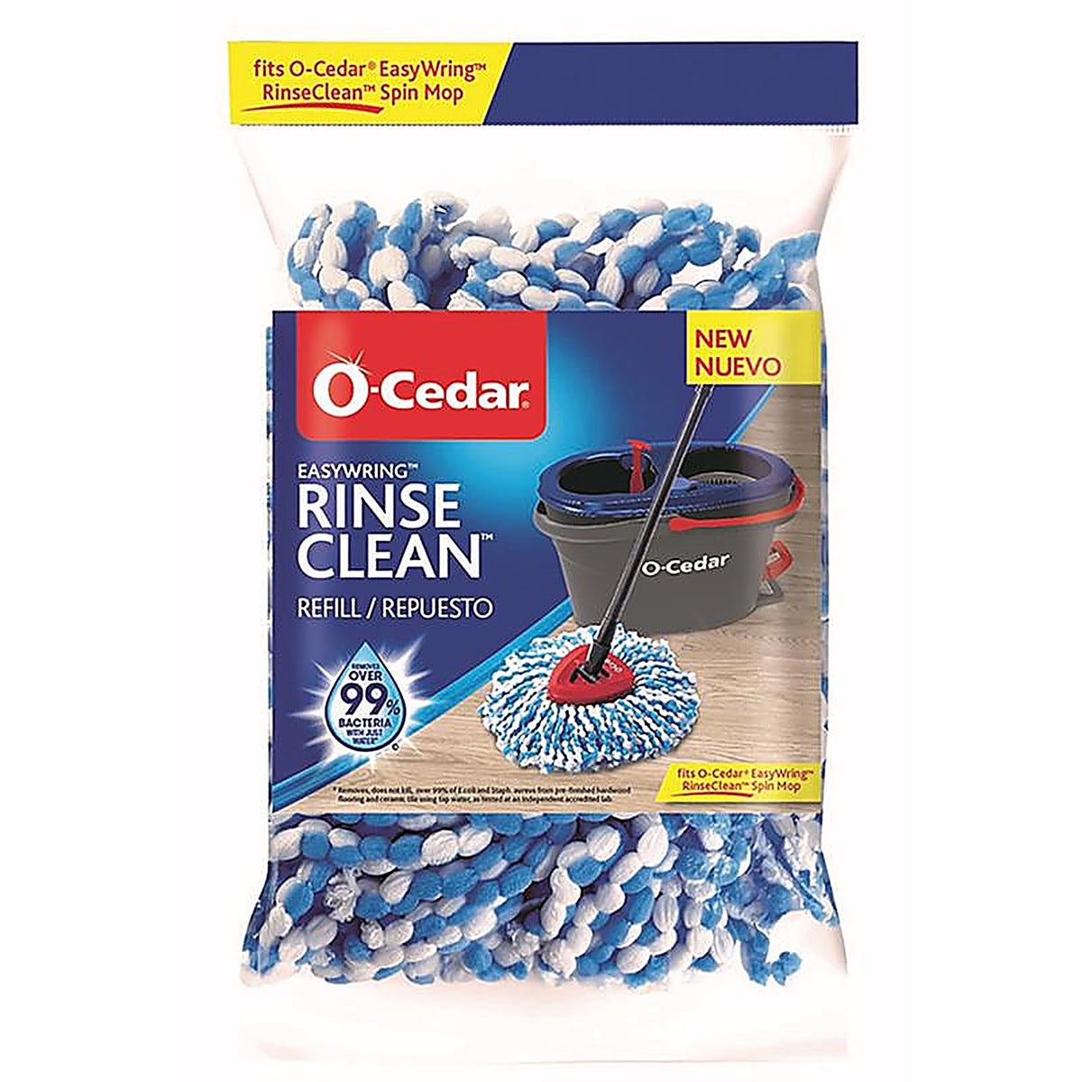 O-Cedar 168738 Easy Wring Rinse Clean 8 in. W X 2 in. L Wet Microfiber Mop Refill 1 pk